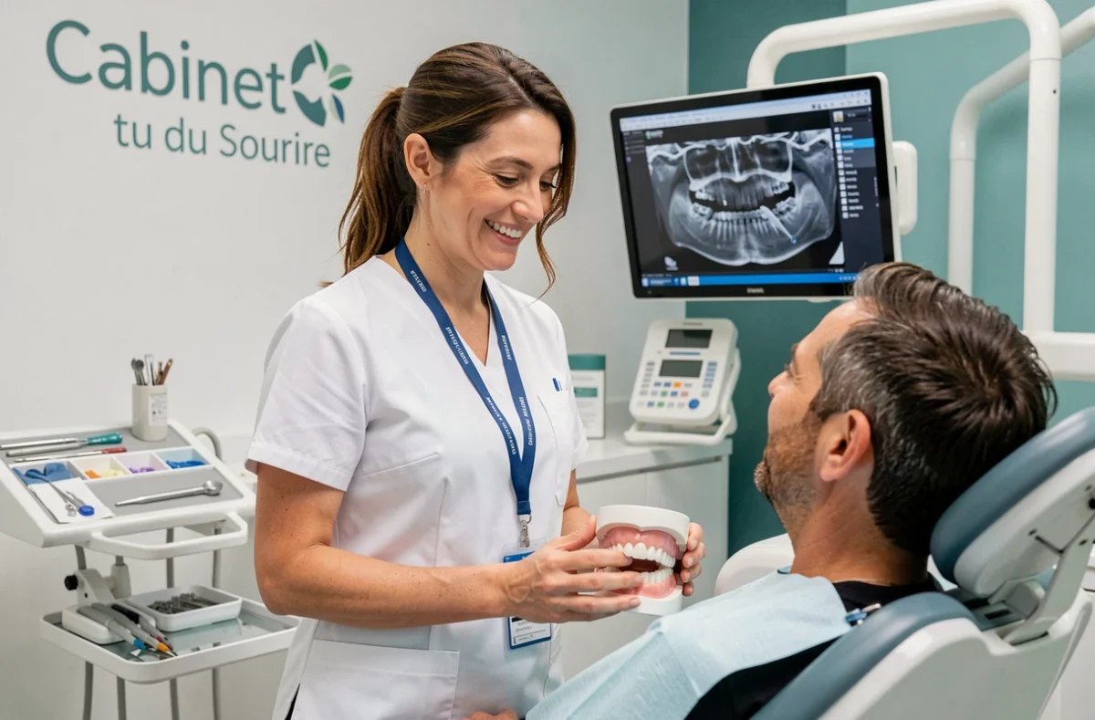 Orthodontiste du Cabinet du Sourire Orthodontie SELARL en consultation avec un patient adulte dans son cabinet moderne