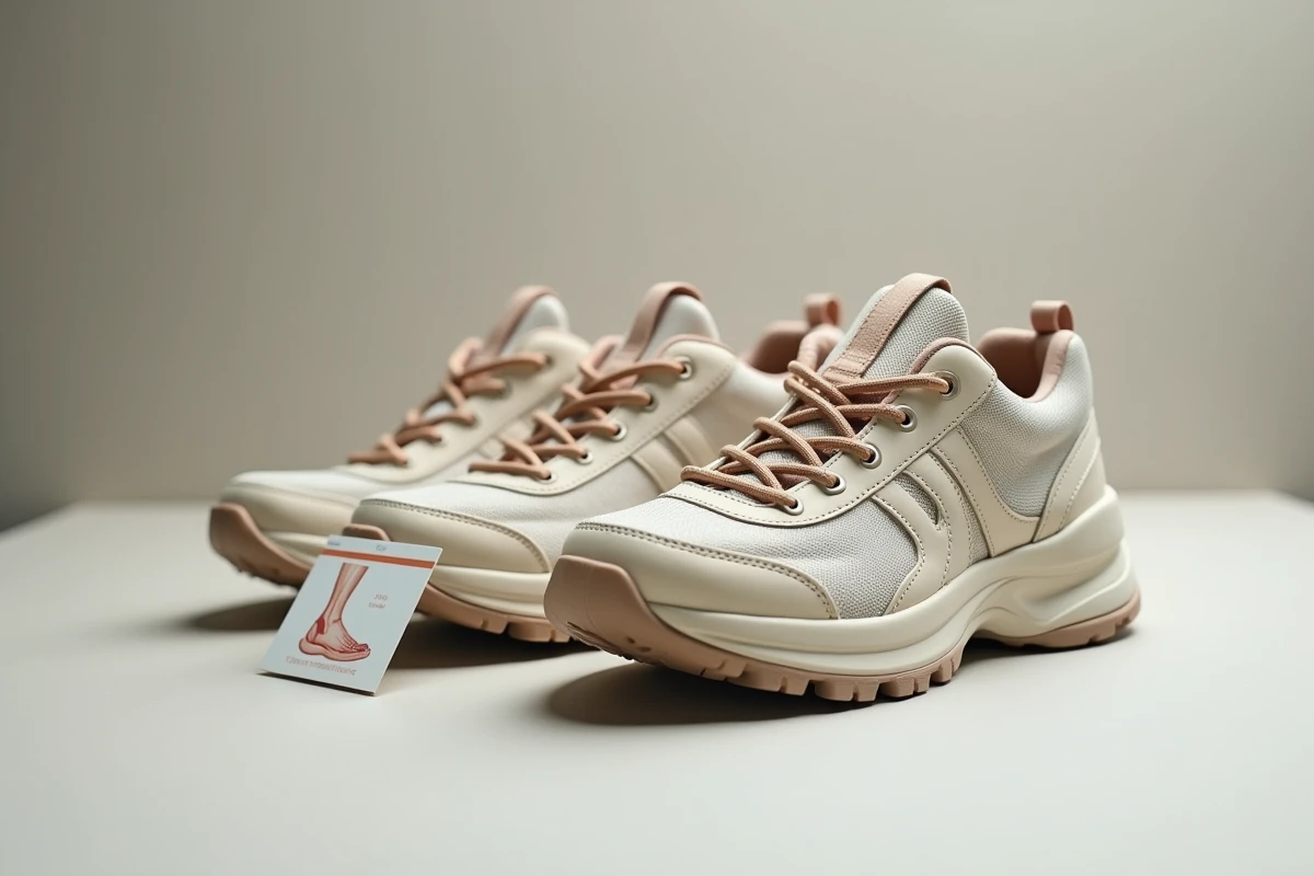 Chaussures de marche à semelle large et coussin latéral recommandées pour soulager la douleur du nerf sural sur le côté du pied