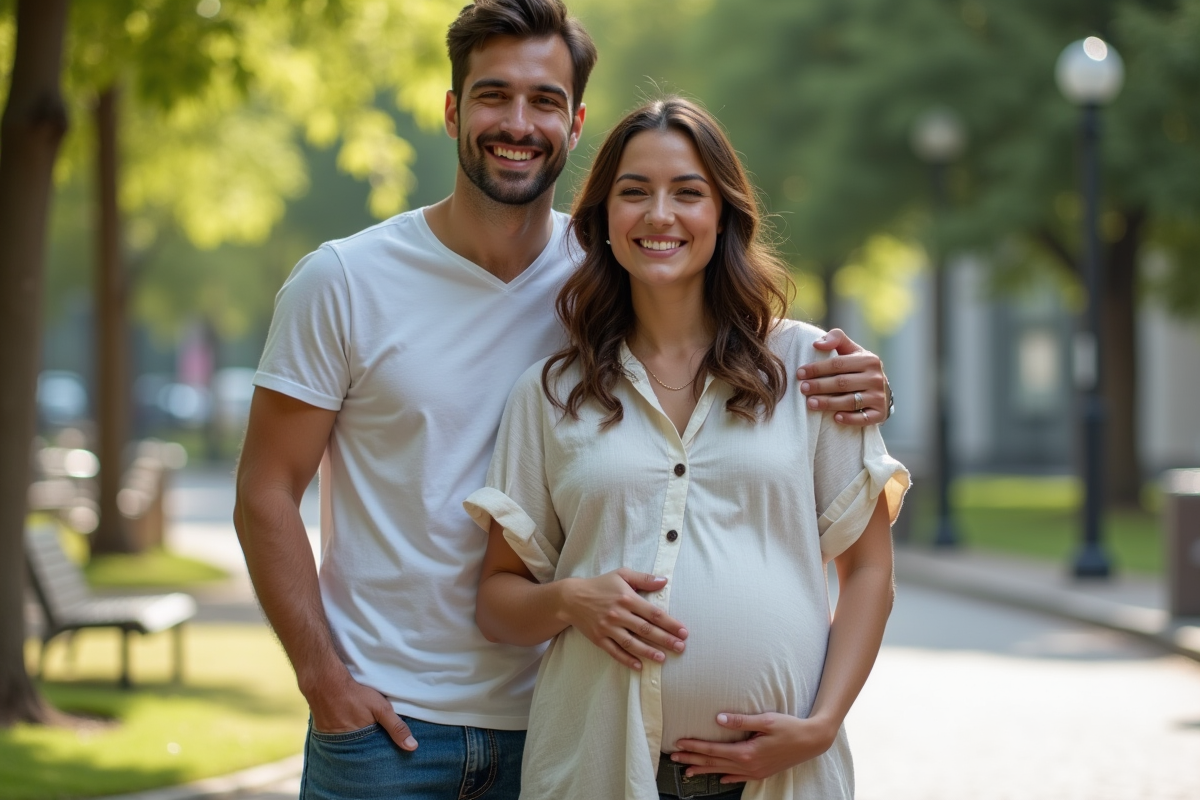 Couple en extérieur dans un parc urbain