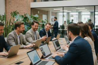 Groupe d'adultes divers en réunion de travail