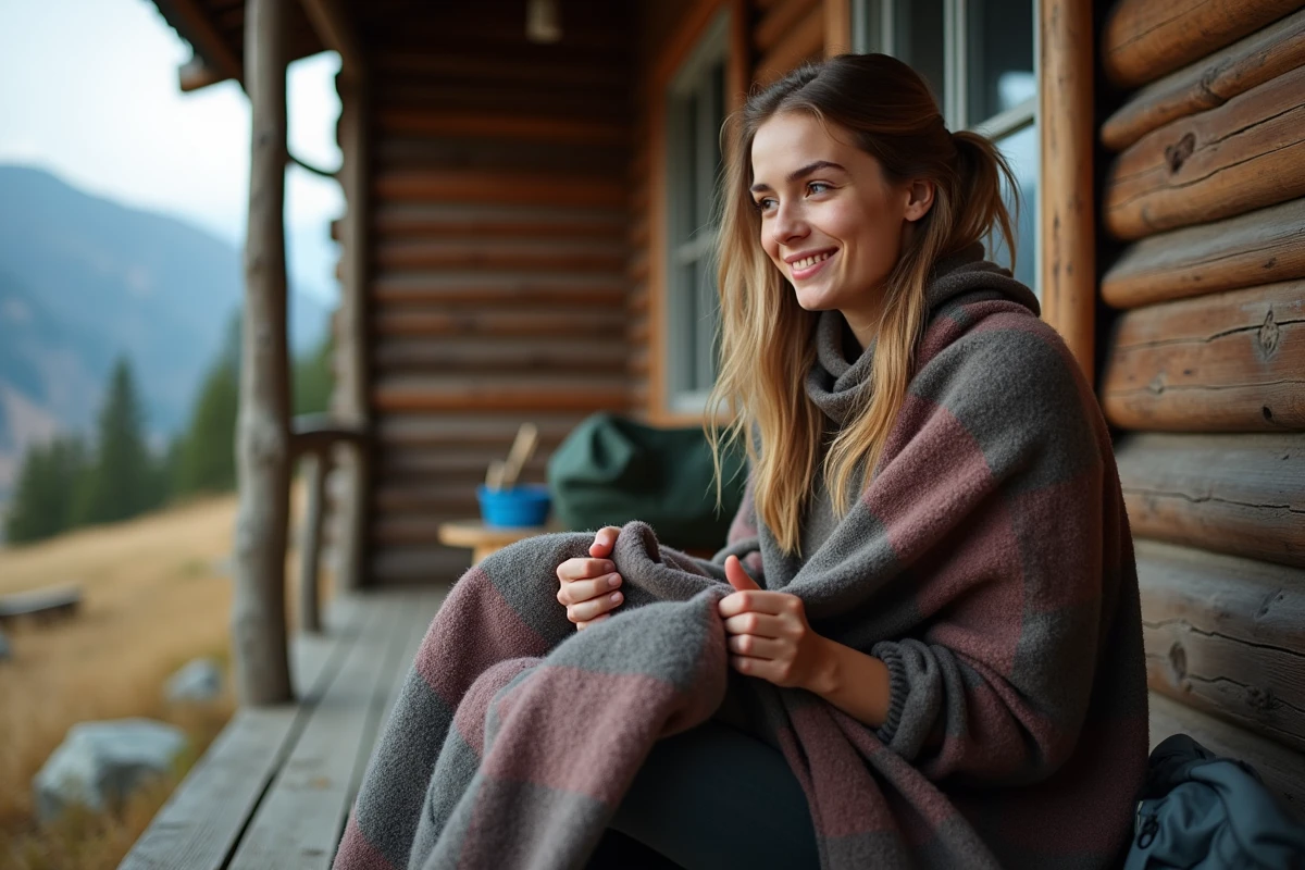 Jeune femme sur la terrasse d