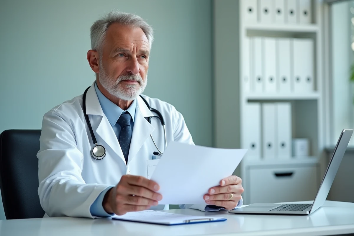 Médecin expliquant un graphique de test à un patient