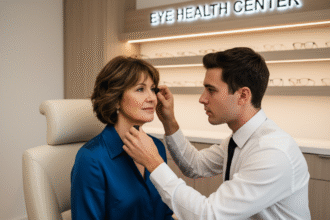 Opticien femme adulte en consultation dans un cabinet moderne